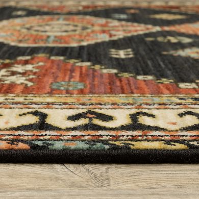 StyleHaven Linwood Tribal Diamond Medallion Fringed Edge Wool Blend Area Rug