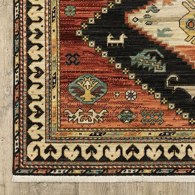 StyleHaven Linwood Tribal Diamond Medallion Fringed Edge Wool Blend Area Rug