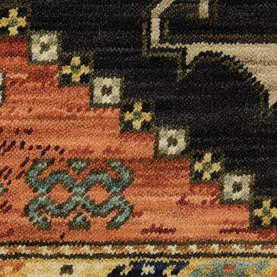 StyleHaven Linwood Tribal Diamond Medallion Fringed Edge Wool Blend Area Rug