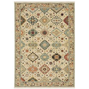 StyleHaven Linwood Oriental Medallions Fringed Edge Wool Blend Area Rug
