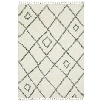 StyleHaven Aurelia Diamond Lattice Shag Tassel Fringe Area Rug
