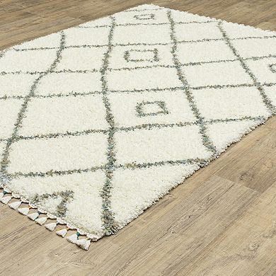 StyleHaven Aurelia Diamond Lattice Shag Tassel Fringe Area Rug