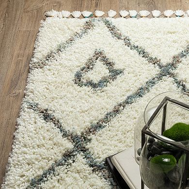 StyleHaven Aurelia Diamond Lattice Shag Tassel Fringe Area Rug