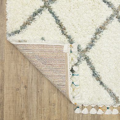 StyleHaven Aurelia Diamond Lattice Shag Tassel Fringe Area Rug