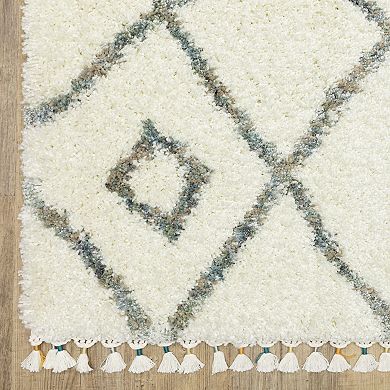 StyleHaven Aurelia Diamond Lattice Shag Tassel Fringe Area Rug