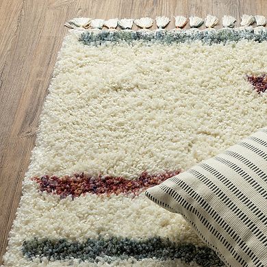 StyleHaven Aurelia Staggerd Striped Shag Tassel Fringe Area Rug
