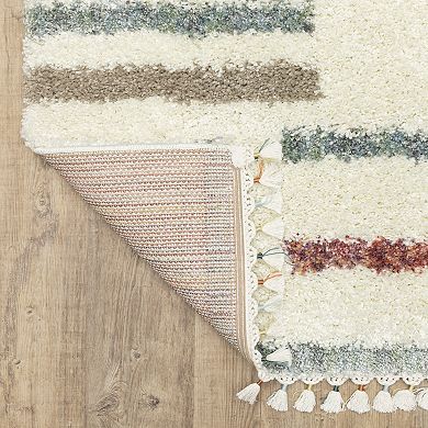 StyleHaven Aurelia Staggerd Striped Shag Tassel Fringe Area Rug