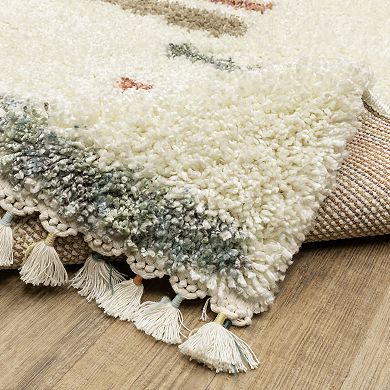 StyleHaven Aurelia Staggerd Striped Shag Tassel Fringe Area Rug