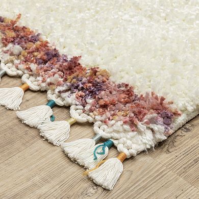 StyleHaven Aurelia Staggerd Striped Shag Tassel Fringe Area Rug