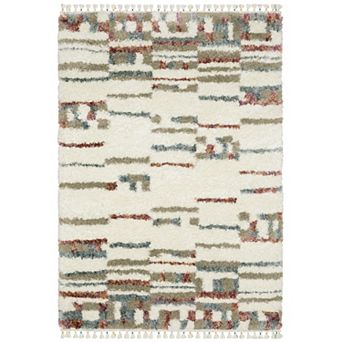 StyleHaven Aurelia Abstract Stripe Shag Tassel Fringe Area Rug