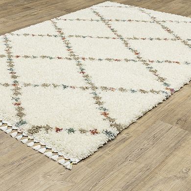StyleHaven Aurelia Diamond Shag Tassel Fringe Area Rug