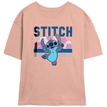 Disney's Lilo & Stitch Juniors' Floral Background Jolly Stitch Skimmer Graphic Tee