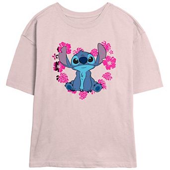 Disney's Lilo & Stitch Juniors' Flower Heart Stitch Skimmer Graphic Tee