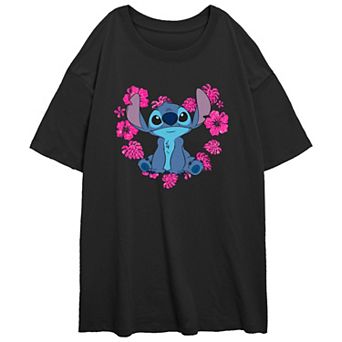 Disney's Lilo & Stitch Juniors' Flower Heart Stitch Oversized Graphic Tee