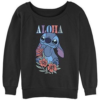 Disney's Lilo & Stitch Juniors' Aloha Big Eyes Stitch Slouchy Terry Graphic Pullover