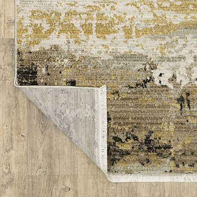 StyleHaven Brighton Faded Abstract Recycled PET Gold / Black Area Rug