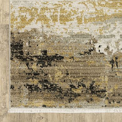 StyleHaven Brighton Faded Abstract Recycled PET Gold / Black Area Rug