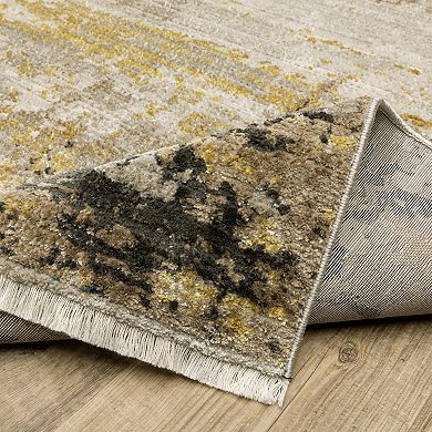 StyleHaven Brighton Faded Abstract Recycled PET Gold / Black Area Rug