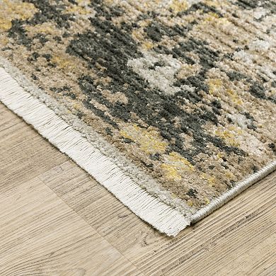 StyleHaven Brighton Faded Abstract Recycled PET Gold / Black Area Rug