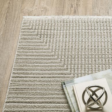 StyleHaven Brighton Tone-on-Tone Diamond Recycled PET Geometric Beige/ Ivory Area Rug