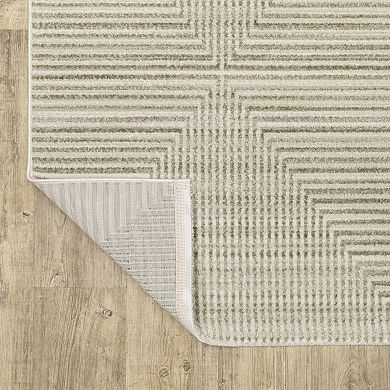 StyleHaven Brighton Tone-on-Tone Diamond Recycled PET Geometric Beige/ Ivory Area Rug