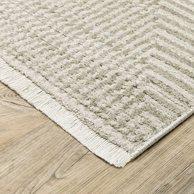StyleHaven Brighton Tone-on-Tone Diamond Recycled PET Geometric Beige/ Ivory Area Rug