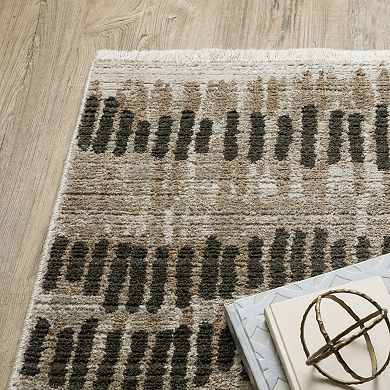 StyleHaven Brighton Etched Lines Recycled PET Abstract Beige / Charcoal Area Rug