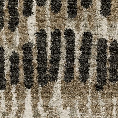 StyleHaven Brighton Etched Lines Recycled PET Abstract Beige / Charcoal Area Rug