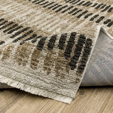 StyleHaven Brighton Etched Lines Recycled PET Abstract Beige / Charcoal Area Rug