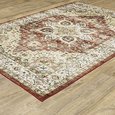 StyleHaven Sawyer Oriental Medallion Red & Ivory Washable Area Rug