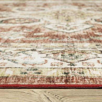 StyleHaven Sawyer Oriental Medallion Red & Ivory Washable Area Rug
