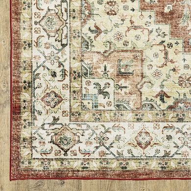 StyleHaven Sawyer Oriental Medallion Red & Ivory Washable Area Rug