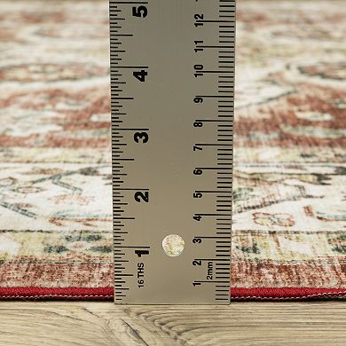 StyleHaven Sawyer Oriental Medallion Red & Ivory Washable Area Rug