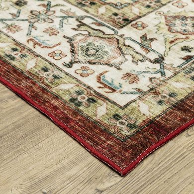 StyleHaven Sawyer Oriental Medallion Red & Ivory Washable Area Rug