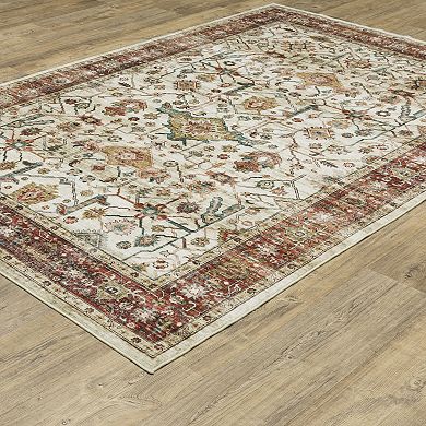 StyleHaven Sawyer Vintage Bordered Traditional Floral Medallion Patterned Washable Area Rug