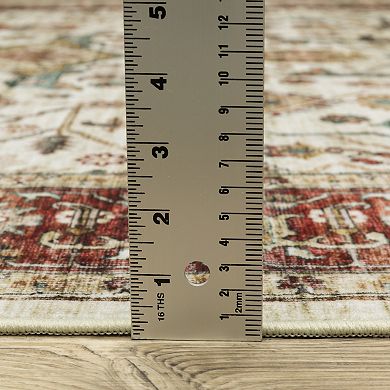 StyleHaven Sawyer Vintage Bordered Traditional Floral Medallion Patterned Washable Area Rug