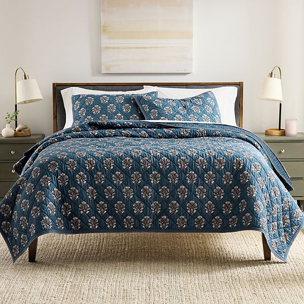Sonoma Goods For Life® Block Print Floral Quilt or Sham - Block Print Floral (FULL/QUEEN)