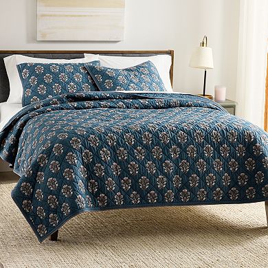Sonoma Goods For Life® Block Print Floral Quilt or Sham