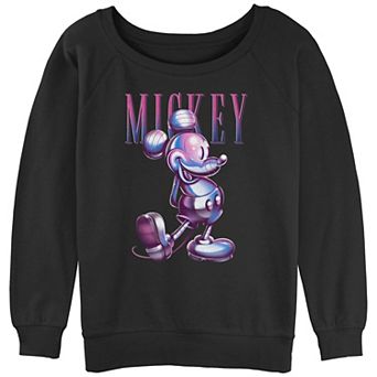 Disney's Mickey Mouse Juniors' Chrome Finishing Slouchy Terry Graphic Pullover