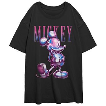 Disney's Mickey Mouse Juniors' Chrome Finishing Oversized Graphic Tee