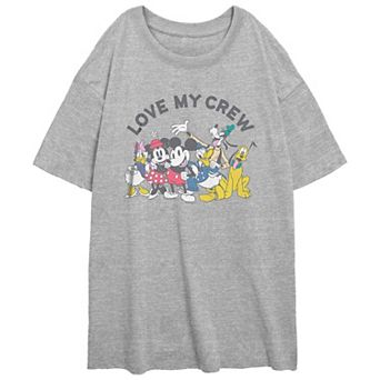 Disney's Mickey and Friends Juniors' Love My Crew Oversized Graphic Tee
