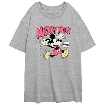 Disney's Mickey Mouse Juniors' Running Happy Oversized Graphic Tee