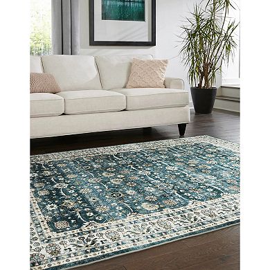 StyleHaven Sawyer Vintage Bordered Traditional Ivory Patterned Washable Area Rug