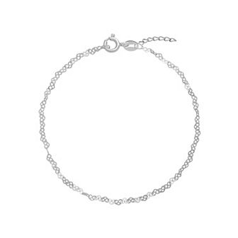 PRIMROSE Sterling Silver Heart Link Anklet