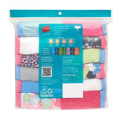 Girls Hanes® 12 Pack Ultimate Assorted Prints & Solids Cotton Briefs Underwear