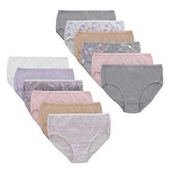Girls Hanes® 12 Pack Ultimate Assorted Prints & Solids Cotton Briefs Underwear