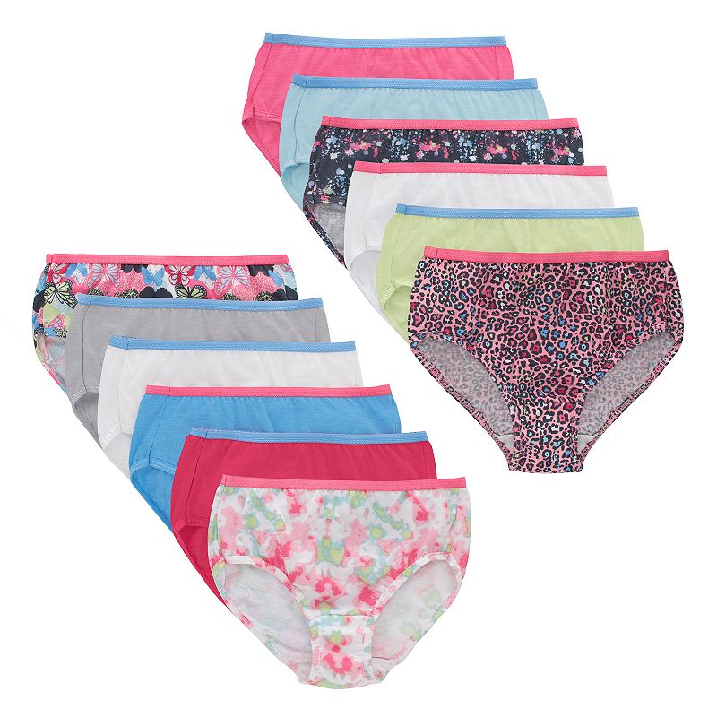 Hanes Ultimate 12-Pack Girls' Tagless Cotton Brief Underwear, Girl's, Multi Color