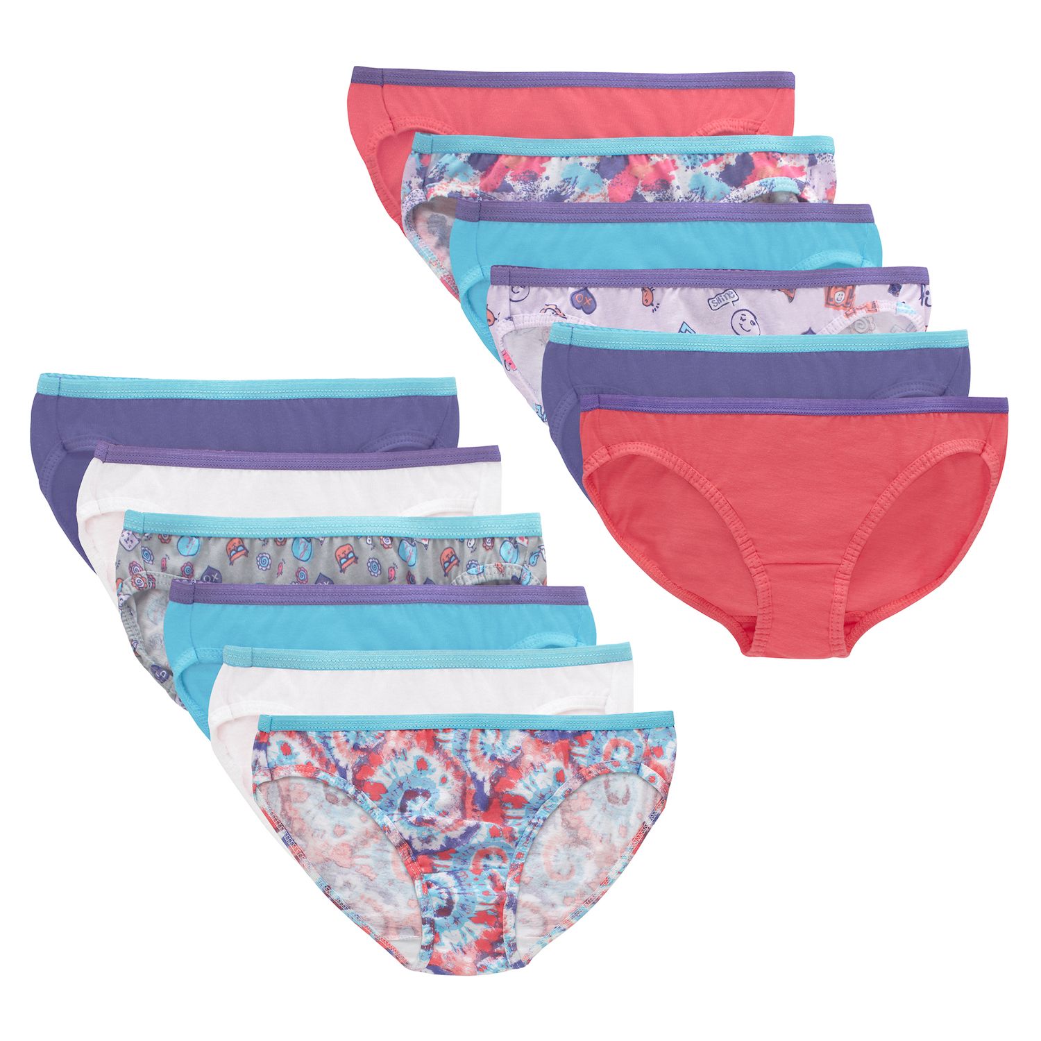Трусы-бикини Ultimate для детей, хлопок, 12 шт. — Girls Hanes — фото 1