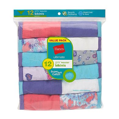 Girls Hanes® 12 Pack Ultimate Cotton Bikinis Underwear