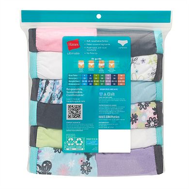 Girls Hanes® 12 Pack Ultimate Cotton Hipsters Underwear